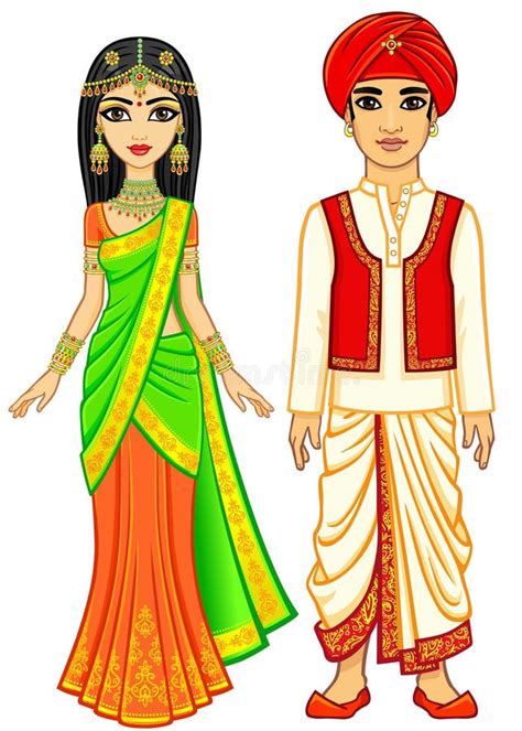 Gujarati Couple In Traditional Costume Of Gujarat India Stock Illustration By ©premiumstock