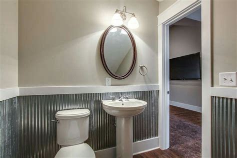 Just make sure you have the right chair rail height: Corrugated metal wainscoting | Wainscoting kitchen, Diy ...