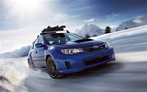 Download Wallpapers Subaru Impreza Wrx Winter Drift Snow Blue