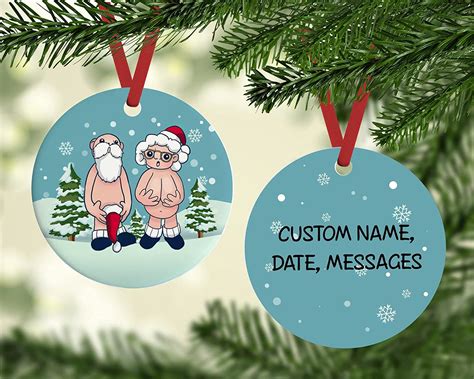 Amazon Com Personalized Naughty Santa And Mrs Claus Decorative Christmas Ornament Nudist