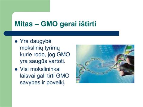 PPT GMO mitai ir tikrovė PowerPoint Presentation free download ID