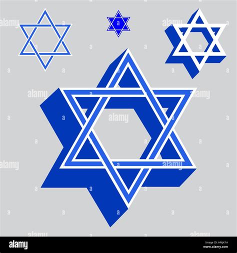 Star Of David Jewish Religious Symbols Vector Illustration Symbol Set