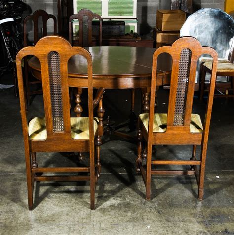 Vintage Jacobean Style Dining Table And Chairs Ebth