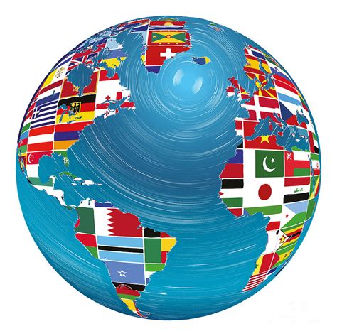 World Map Globe Atlas National Flags Earth Day Digital Art By Mister Tee