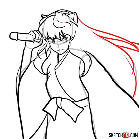 How To Draw Inuyasha 12 Steps Tutorial Sketchok Easy Drawing Guides