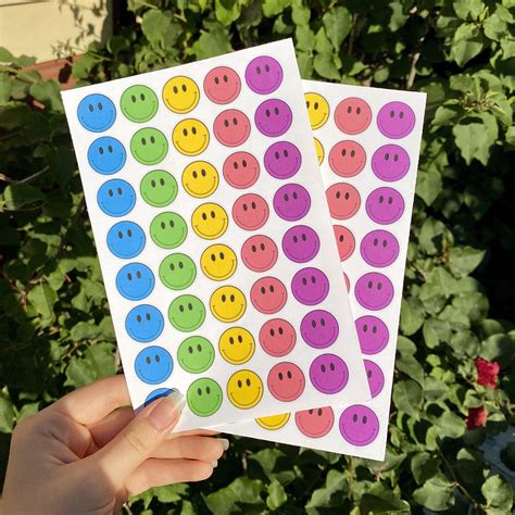 Vibrant Smiley Face Sticker Sheets 40 Per Sheet Smiley Etsy