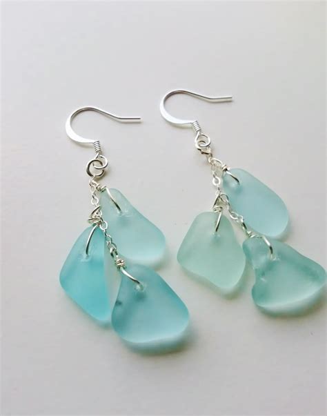 Free Shipping Sea Glass Earrings Blue Sea By Nauticalseaglass