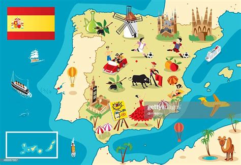 Cartoon Map Of Spain Illustrationer Getty Images