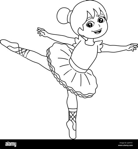 Bailando Ballerina Girl Coloring Page Aislada Imagen Vector De Stock