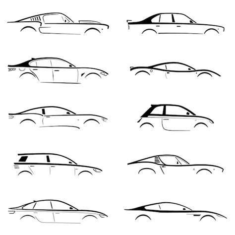 Premium Vector Set Concept Black Car Silhouette On White Background