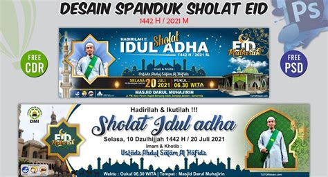 Free 2 Desain Banner Spanduk Sholat Eid CorelDraw Photoshop Free CDR