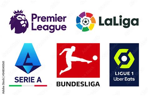 official uefa european top 5 league logos set of european football or soccer leagues logo