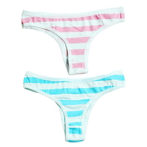 Buy JoyralcosJapanese Striped Panties Bikini Cotton Anime Blue Pink