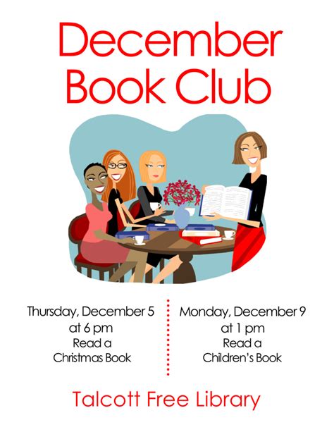 december book club december 5th and 9th talcott library