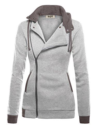 The zipper of our zipper hoodie jacket is made of plastic material so it is not sharp, not easily jammed, and will not be corroded if it is washed. DJT Womens Oblique Zipper Slim Fit Hoodie Jacket Medium ...