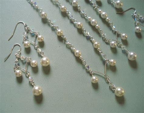 Sterling Silver Bridal Pearl And Crystal Necklacebridesmaid Necklace