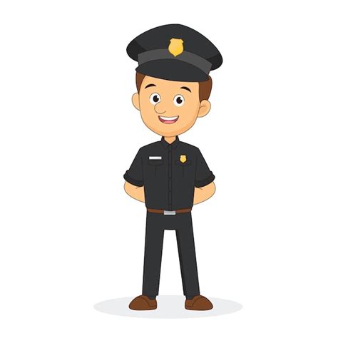 Premium Vector Illustration Man Wearing Police Uniform Smiling