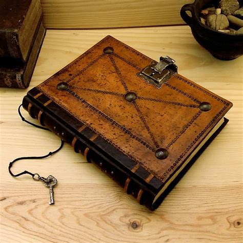 Leather Journal Blank Book With Lock And Key Brown Antiqued