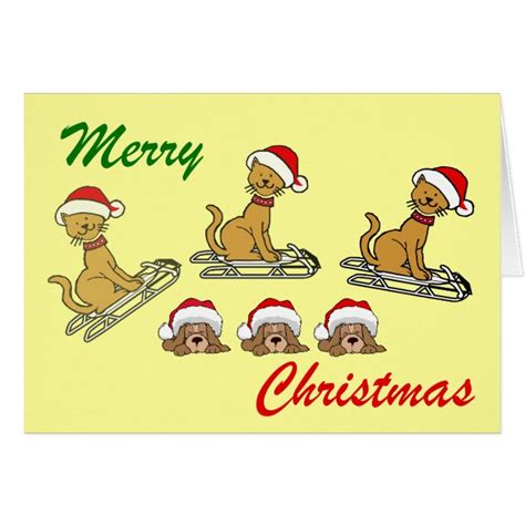 Merry Christmas Cats And Dogs Christmas Greeting Card Zazzle