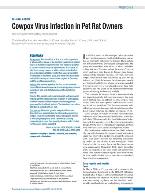 Cowpox Virus Infection In Pet Rat Owners 08052009