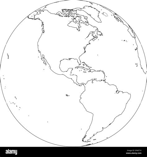 Earth Globe Wireframe Focused On America Vector Illustration Of Black