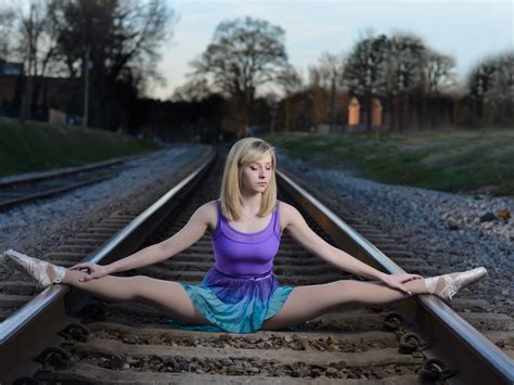Wallpaper Ballerina Railroad Blonde Girl Pose X Uhd K Picture Image