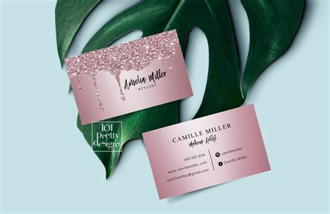 Pink Glitter Business Card Design Printable Business Card Etsy In