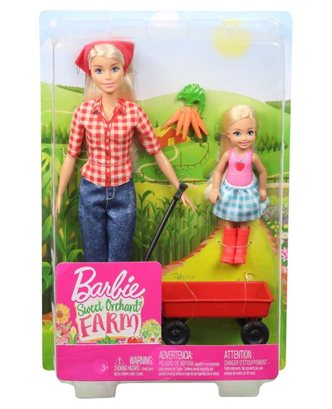 Sweet Orchard Farm Playset Barbie Doll And Chelsea Doll With Red Wagon And Carrots