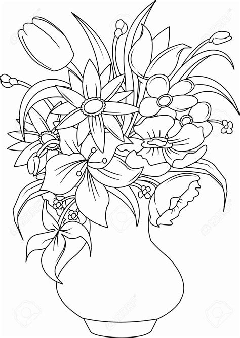 Summer Flower Coloring Pages Elegant Bouquet Of Summer Flowers In A