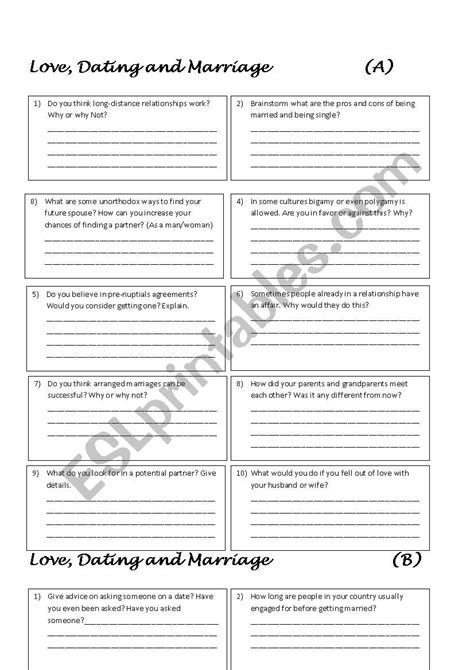 Communication Worksheets For Married Couples