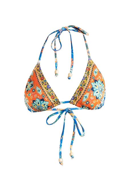 Buy Shoshanna Floral Print Triangle Bikini Top Blue Multi At 76 Off