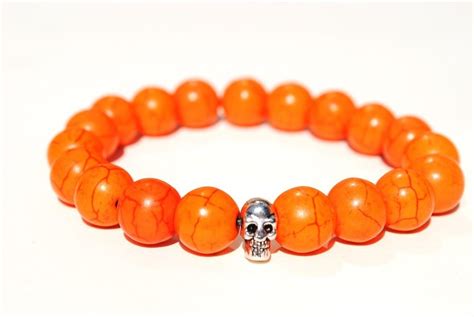 Orange Beaded Bracelets Image Of Orange Turquoise 10mm Mens Stretch
