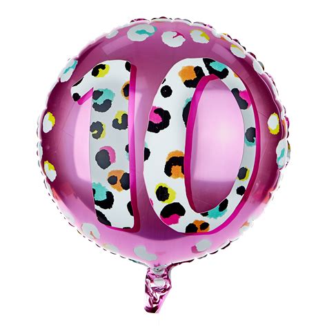 Buy Leopard Print 10th Birthday 18 Inch Foil Helium Balloon For Gbp 2