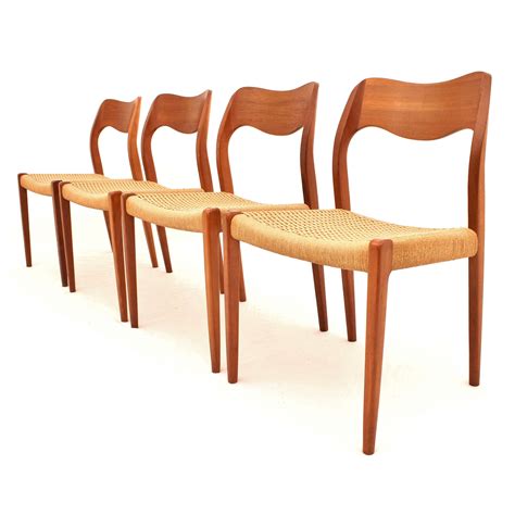 Model 71 Dining Chairs With Papercord Seats By Niels Møller For Jl