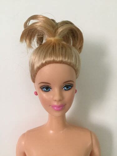 Barbie Doll Nude For Ooak Mackie Face Updo Blonde Hair Blue Eyes Pink