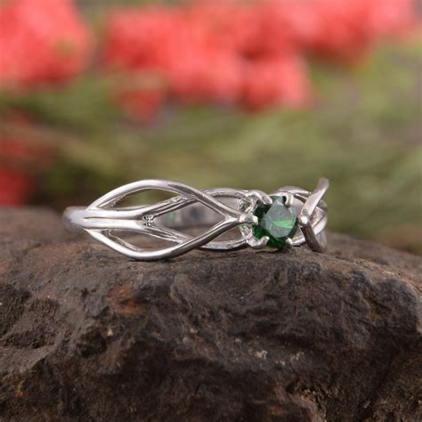 Unique Dainty Celtic Style Solitaire Emerald Promise Ring For Etsy
