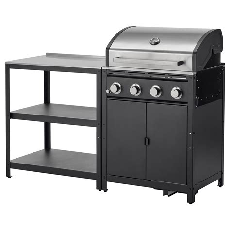 I made a narrow rolling kitchen cart to fit along my refrigerator, made from ikea bekväm spice racks. GRILLSKÄR Outdoor kitchen - stainless steel - IKEA