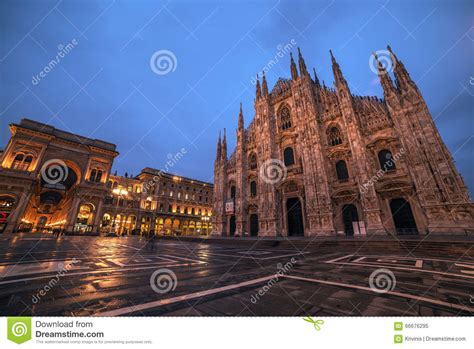 Milan Italy Piazza Del Duomo Cathedral Square Stock Image Image Of