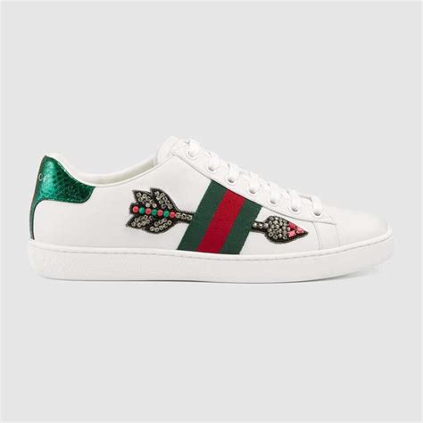 Gucci Unisex Ace Embroidered Sneaker With Arrow Appliqués White Brandsoff
