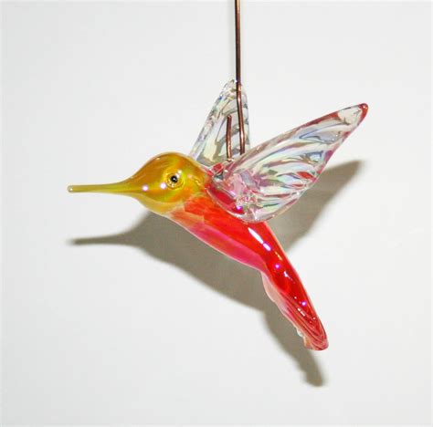 Hand Blown Glass Hummingbird Ornament Suncatcher Amber Etsy