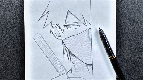 Anime Sketch How To Draw Kakashi Half Face Easy Step By Step Youtube