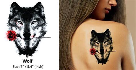 Wolf Temporary Tattoo Etsy Realistic Temporary Tattoos Tattoos
