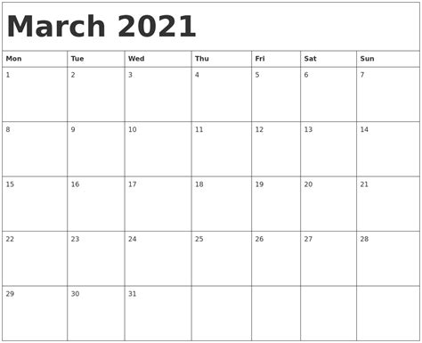 You can download or print any of the formats that suits your needs. Blank Calendar 2021 March | Printable Calendar Design