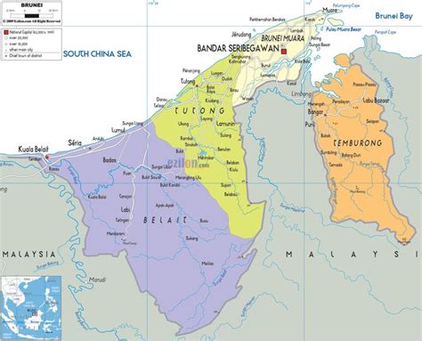 Detailed Political Map Of Brunei Ezilon Maps Geografia Mapa