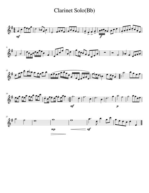 Clarinet Solobb Sheet Music For Clarinet In B Flat Solo