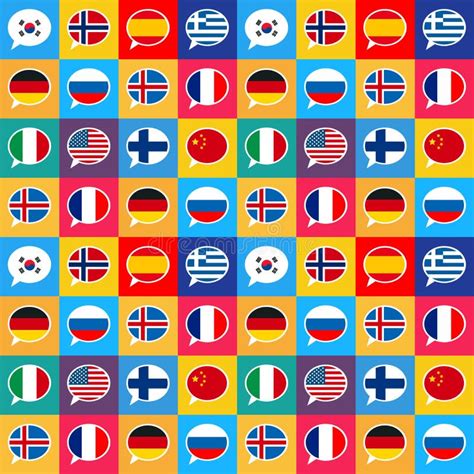 Speech Bubbles With Different Countries Flags In Flat Design Style