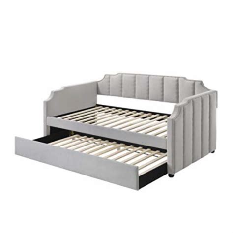 Daybed And Trundle Twin Size Dove Gray Velvet 1 Kroger
