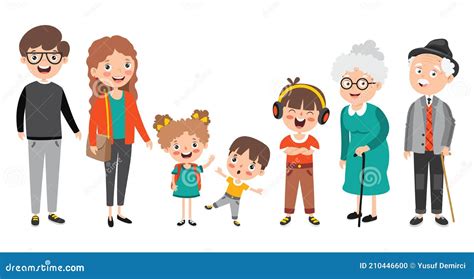 Cartoon Characters In Different Ages Stock Vector Illustration Of