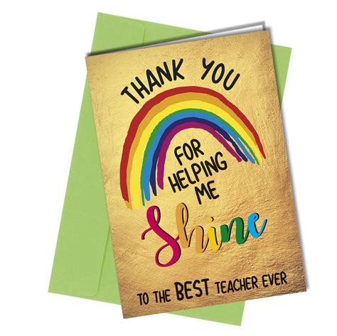 1107 Thank You Card Teaching Help Me Shine Teacher School Leaving End