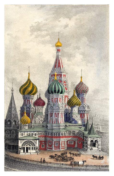 Saint Basils Cathedral Moscow Old Book Illustrations